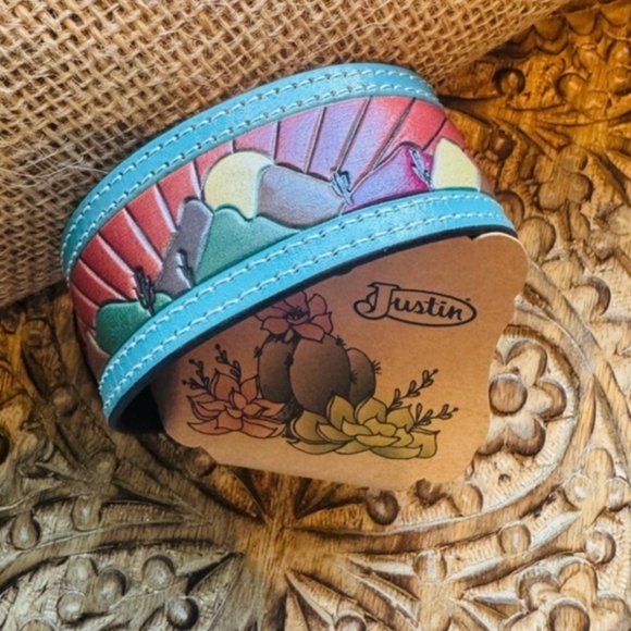 Justin Boots Jewelry - NWT Genuine Tooled Leather Cuff Bracelet